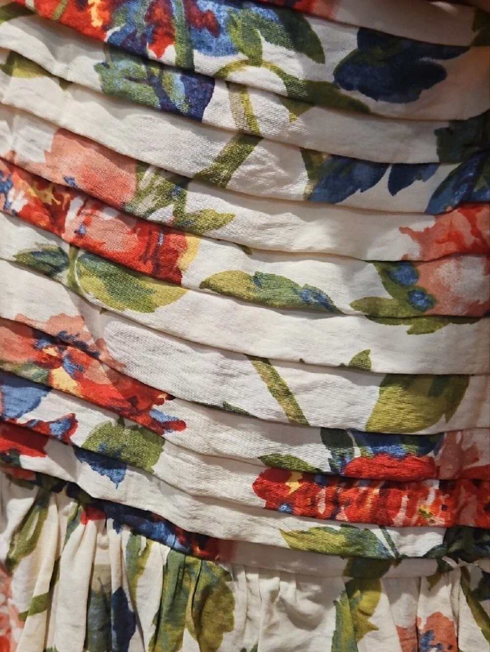 Abrtcrobie & Fitch Floral Tiered Maxi Dress - White with Red & Blue Flowers